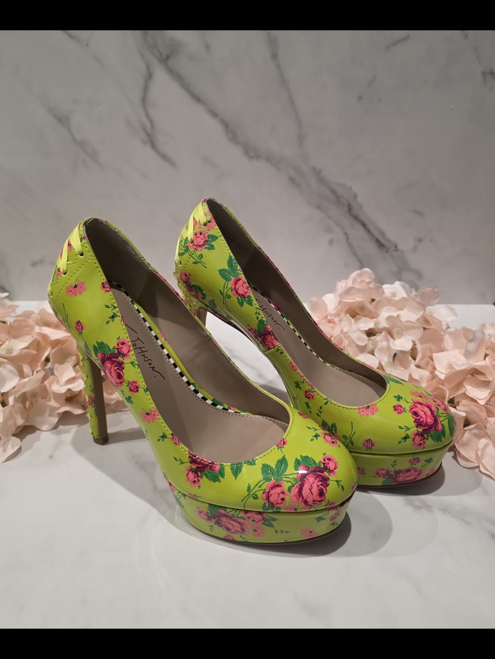 Betsey Johnson - Neon Yellow Floral Platform Pumps
